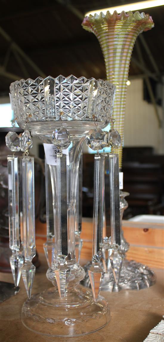 Cut glass lustre and epergne